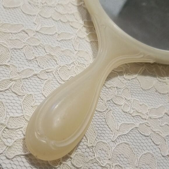 Vintage Art Nouveau hand mirror 3D with lady and flowers - Picture 7 of 12